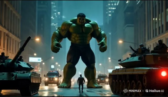 Hulk Destroys Military Tank in Chaotic Rampage – AI Generated Video | Hailuo AI