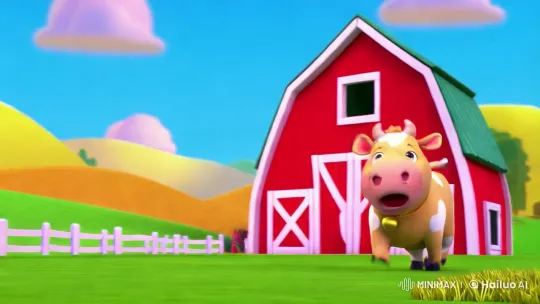 Lola the Cow's Joyful Day on a Colorful Farm – AI Generated Video | Hailuo AI