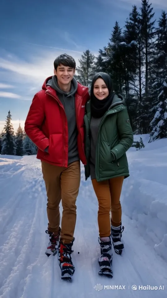 Couple Ice Skating in Winter Wonderland – AI Generated Video | Hailuo AI