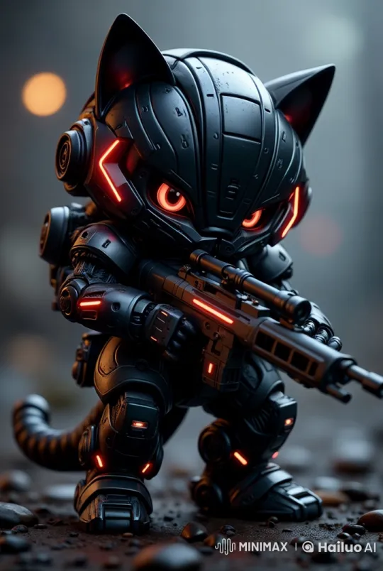 Cyborg Cat in Futuristic Armor: Live2D Animation – AI Generated Video | Hailuo AI