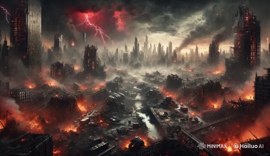 Apocalyptic Cityscape: Destruction and Chaos Revealed – AI Generated Video | Hailuo AI