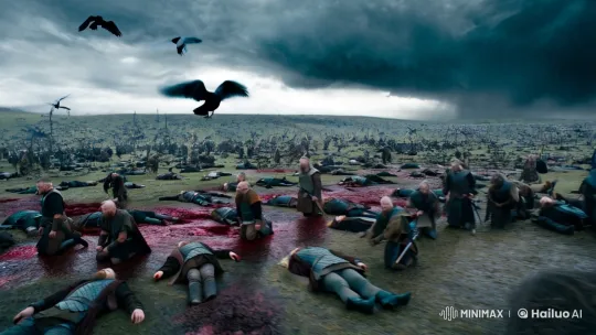 Post-War Battlefield: Viking Mourning in 4K Cinematic Detail – AI Generated Video | Hailuo AI