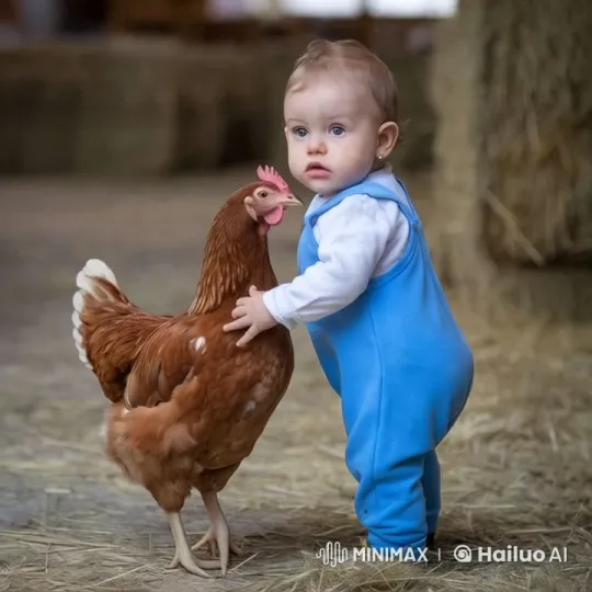Child and Hen Bonding in Rustic Barn Setting – AI Generated Video | Hailuo AI