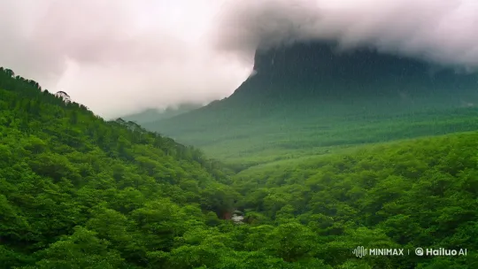 Mist-Shrouded Forest and Mountain Majesty Exploration – AI Generated Video | Hailuo AI