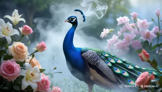 Peacock in Motion: Aesthetic Blend of Nature and Grace – AI Generated Video | Hailuo AI