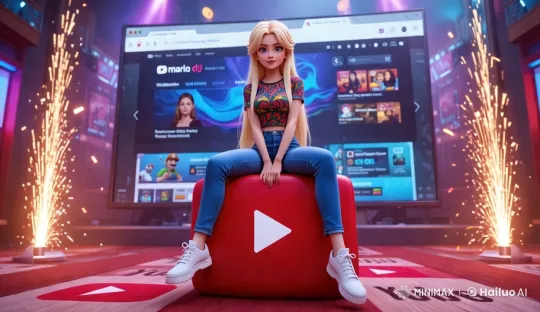Animated YouTube Video with Female Character Celebrating Mario DJ – AI Generated Video | Hailuo AI