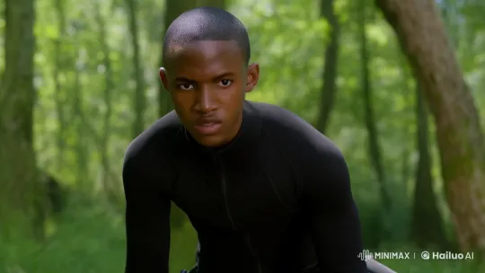 Tactical Athlete Navigates Lush Forest and Leaps River – AI Generated Video | Hailuo AI
