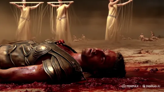 Wounded Sarpedon Amidst Battle, Fates, and Divine Conflict – AI Generated Video | Hailuo AI