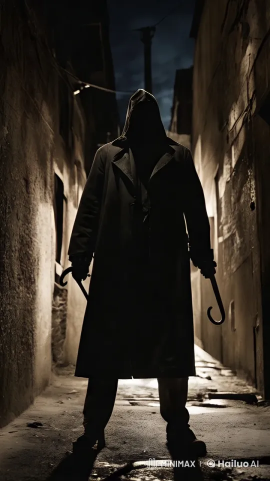 Mysterious Figure in Dark Alleyway with Menacing Presence – AI Generated Video | Hailuo AI