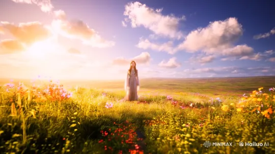 Dreamlike Meadow: Aesthetic Journey of Solitary Figure – AI Generated Video | Hailuo AI