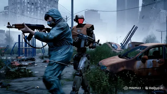 Post-Apocalyptic Duo Navigates Desolate Playground – AI Generated Video | Hailuo AI
