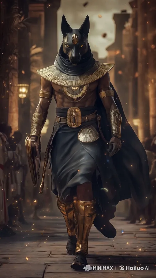 Epic Introduction: Anubis-Headed Figure in Ancient Egypt Setting – AI Generated Video | Hailuo AI