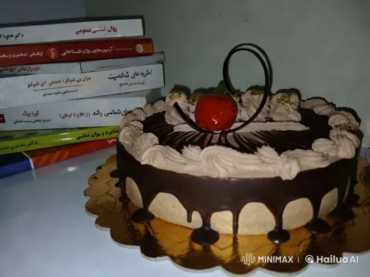 Elegant Chocolate Cake with Books Background – AI Generated Video | Hailuo AI