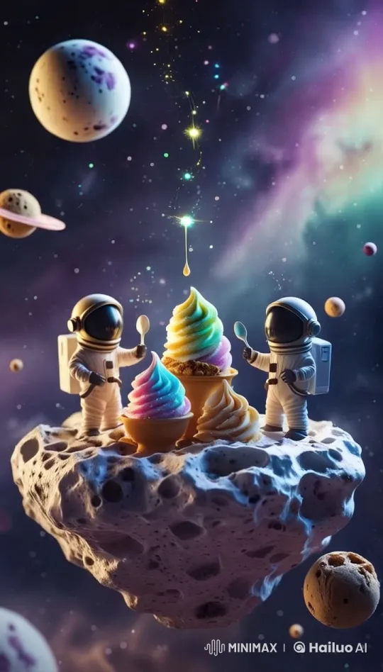 Astronauts Enjoy Cosmic Ice Cream in Space – AI Generated Video | Hailuo AI