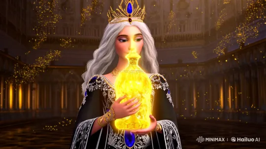 Mystical Princess Enchants with Crystal in Grand Palace Hall – AI Generated Video | Hailuo AI