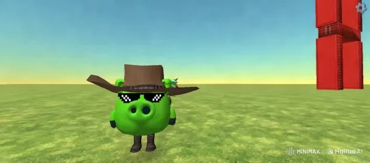 Green Pig Fends Off Bird Attack in Vibrant Field – AI Generated Video | Hailuo AI