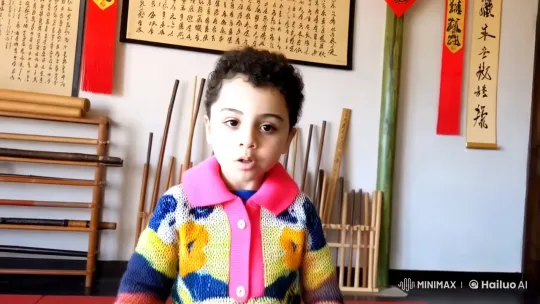 Young Boy Practices Kung Fu in Traditional Setting – AI Generated Video | Hailuo AI