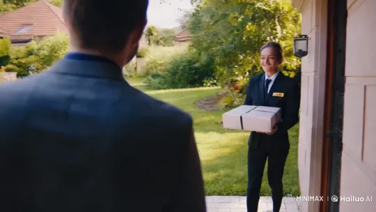 Sunlit Delivery: A Moment of Warmth and Connection – AI Generated Video | Hailuo AI