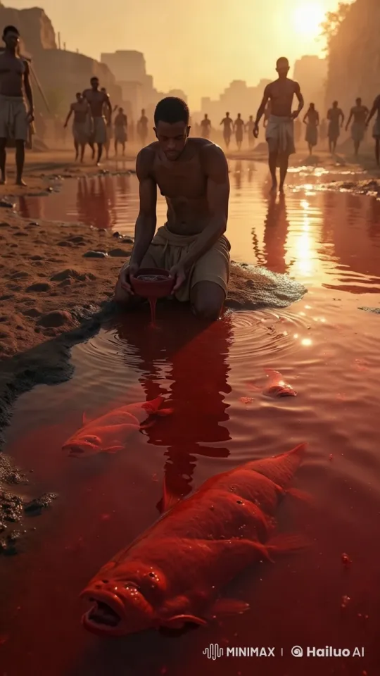 Shirtless Men by Red River at Sunset – AI Generated Video | Hailuo AI
