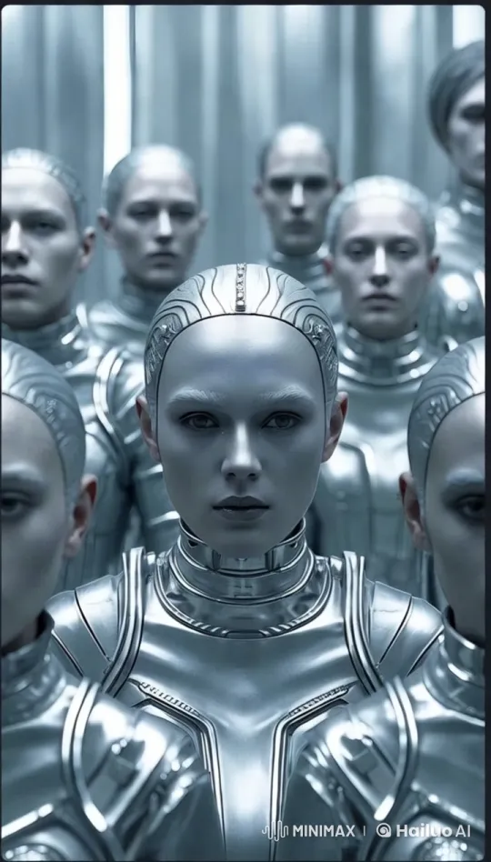 Futuristic Humanoids in Sleek Metallic Suits – AI Generated Video | Hailuo AI