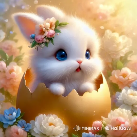 Adorable Bunny Hatches from Egg in Pastel Garden Wonderland – AI Generated Video | Hailuo AI