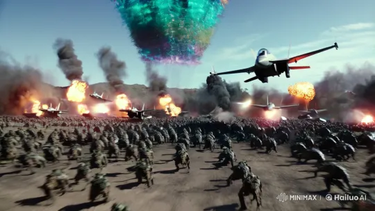 Last Army Defends Against Creatures Amidst Chaotic Rift Collapse – AI Generated Video | Hailuo AI
