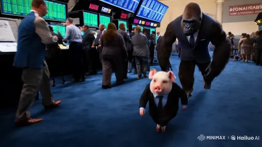 Anthropomorphized Animals Chase Through Stock Exchange – AI Generated Video | Hailuo AI