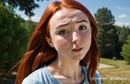Redhead in the Forest: Sensual Pose with Windy Hair – AI Generated Video | Hailuo AI