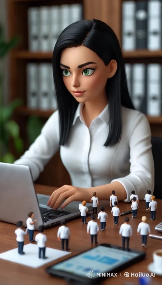 Hyper-Realistic Animation of Girl and Miniature Characters Working – AI Generated Video | Hailuo AI