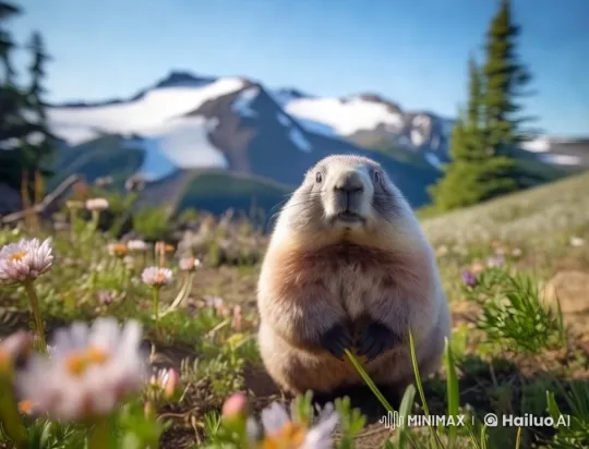 Alpine Meadow: Marmot in Majestic Landscape – AI Generated Video | Hailuo AI