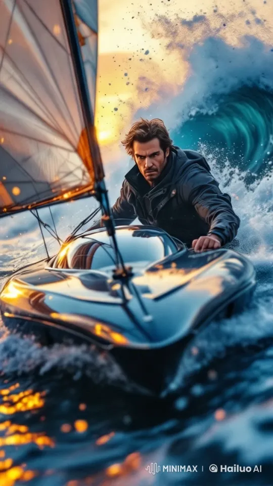 Sailing Through Turbulent Waters: A Thrilling Adventure – AI Generated Video | Hailuo AI