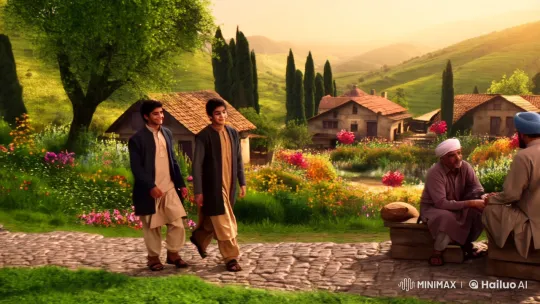 Brothers Hasan and Hussain in a Peaceful Village – AI Generated Video | Hailuo AI