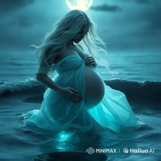 Mystical Water Nymph Emerges from Moonlit Sea – AI Generated Video | Hailuo AI