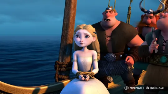 Viking Longship: Captive Princess Amidst Warrior Feast – AI Generated Video | Hailuo AI