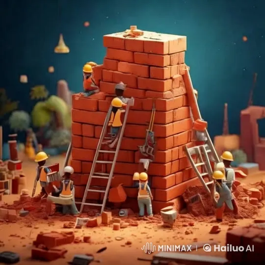 Brick Structure Construction Animation – AI Generated Video | Hailuo AI