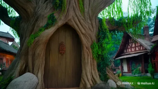 Young Woman Discovers Magical World in Enchanted Tree – AI Generated Video | Hailuo AI