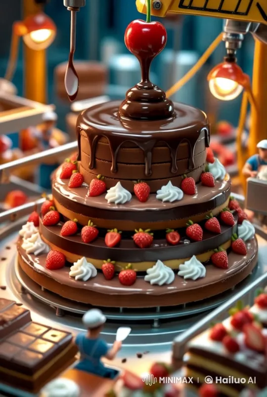 Artistic Chocolate Cake Decoration in Modern Kitchen – AI Generated Video | Hailuo AI
