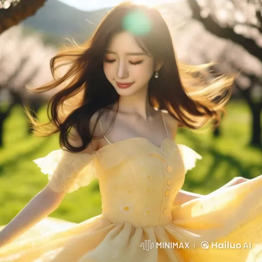 Elegant Woman in Serene Floral Landscape – AI Generated Video | Hailuo AI