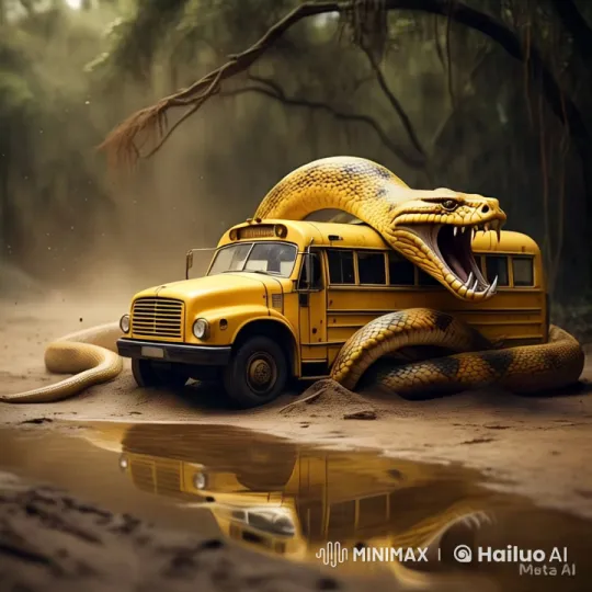 Anaconda Engulfing School Bus in Dramatic Struggle – AI Generated Video | Hailuo AI