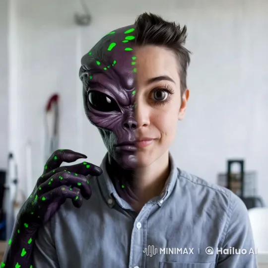 Alien Transformation into Human: Aesthetic Reveal – AI Generated Video | Hailuo AI