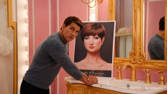 Tom Cruise Transforms into Woman in Elegant Bathroom Reveal – AI Generated Video | Hailuo AI