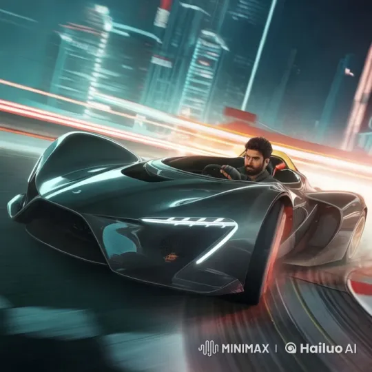 Futuristic Sports Car Showcases Speed in Neon Cityscape – AI Generated Video | Hailuo AI