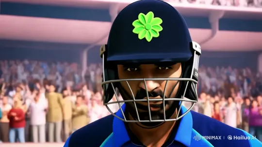 Cricket Star Prepares for Game Amidst Stadium Excitement – AI Generated Video | Hailuo AI