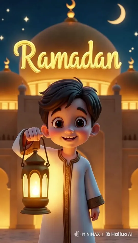 Joyful Ramadan Celebration with Lantern-Lit Mosque – AI Generated Video | Hailuo AI