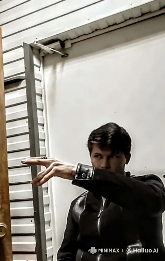 Man in Leather Jacket Makes a Bet in Minimalist Setting – AI Generated Video | Hailuo AI