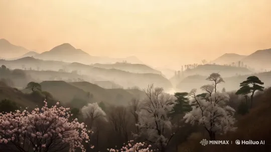 Dawn Over Cherry Blossom Hills - Serene Beauty – AI Generated Video | Hailuo AI