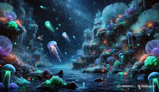 Mystical Bioluminescent Deep-Sea Ecosystem – AI Generated Video | Hailuo AI