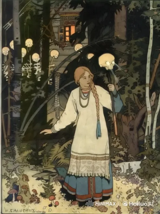 Girl Escapes Gloomy Forest with Glowing Skulls – AI Generated Video | Hailuo AI