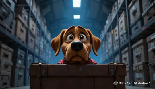 Max in Hiding: Tense Surveillance in Dim Storage – AI Generated Video | Hailuo AI