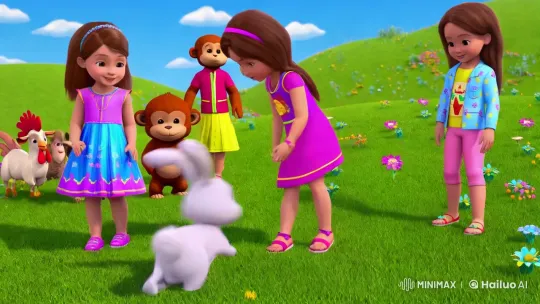 Diverse Children and Animals in Pastoral Harmony – AI Generated Video | Hailuo AI
